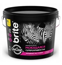 BRITE PROFESSIONAL ONE COAT / БРАЙТ ПРОФЕССИОНАЛ ОНЕ КОАТ краска интерьерная моющаяся высокоукрывистая, база А (9л)