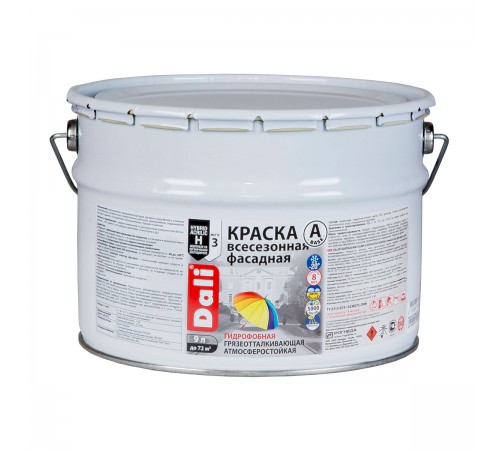 DALI / ДАЛИ краска всесезонная фасадная акриловая на органическом растворителе база А 9 л DALI / ДАЛИ краска всесезонная фасадная акриловая на органическом растворителе база А 9 л