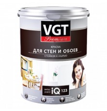 VGT PREMIUM / ВГТ ПРЕМИУМ IQ 123 краска моющаяся для стен и обоев глубокоматовая, белая, база А (0,8л)