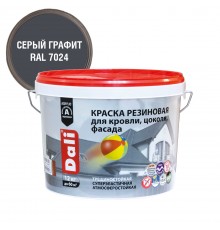 DALI / ДАЛИ краска резиновая трещиностойкая акриловая для кровли цоколя фасада серый графит, 12 кг