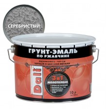 DALI / ДАЛИ грунт-эмаль по ржавчине 3 в 1 молотковая алкидная серебристый 10 л