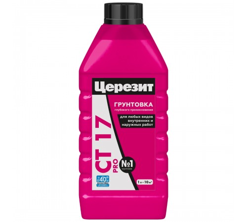 ЦЕРЕЗИТ CT 17 PRO грунтовка глубокого проникновения для наружных и внутренних работ, зима (1л)