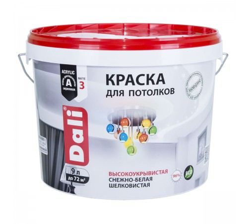 DALI / ДАЛИ краска для потолков акриловая глубокоматовая белый 9 л DALI / ДАЛИ краска для потолков акриловая глубокоматовая белый 9 л