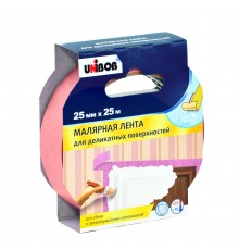 UNIBOB / УНИБОБ лента малярная профессиональная, для деликатных поверхностей, washi-tape, розовый (25мм х 25м)