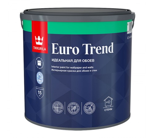 TIKKURILA EURO TREND краска интерьерная для обоев и стен, баз C (2,7л)