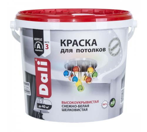 DALI / ДАЛИ краска для потолков акриловая глубокоматовая белый 5 л DALI / ДАЛИ краска для потолков акриловая глубокоматовая белый 5 л