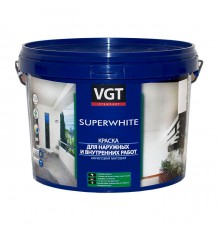 VGT SUPERWHITE / ВГТ СУПЕРВАЙТ ВД-АК-1180 КРАСКА СУПЕРбелый для наружных и внутренних работ, матовая (1,5кг)