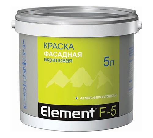 АЛЬПА ELEMENT F-5 краска акриловая, фасадная, база С (9,06л) АЛЬПА ELEMENT F-5 краска акриловая, фасадная, база С (9,06л)