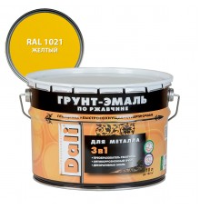 DALI / ДАЛИ грунт-эмаль по ржавчине 3 в 1 гладкая алкидная RAL 1021 желтый 10 л