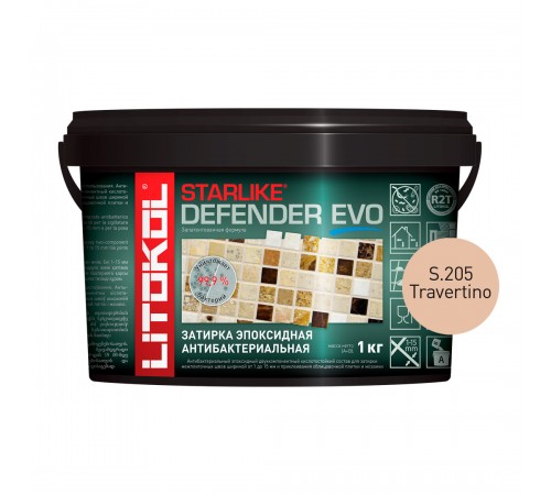 LITOKOL STARLIKE DEFENDER EVO / ЛИТОКОЛ СТАРЛАЙК ДЕФЕНДЕР ЭВО затирка двухкомпонентная, эпоксидная, S.205 travertino, 1кг LITOKOL STARLIKE DEFENDER EVO / ЛИТОКОЛ СТАРЛАЙК ДЕФЕНДЕР ЭВО затирка двухкомпонентная, эпоксидная, S.205 travertino, 1кг