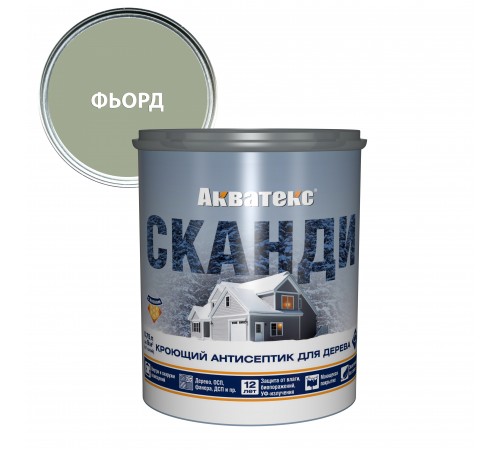 АКВАТЕКС СКАНДИ антисептик для древесины кроющий, акриловый, полуматовый, фьорд (0,75л) АКВАТЕКС СКАНДИ антисептик для древесины кроющий, акриловый, полуматовый, фьорд (0,75л)