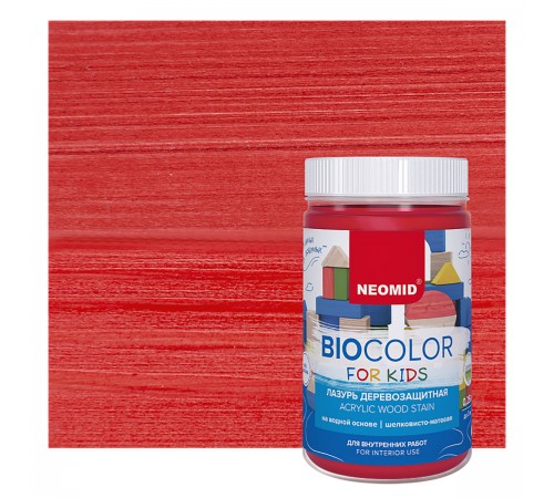 NEOMID BIO COLOR FOR KIDS / НЕОМИД БИО КОЛОР ФОР КИДС лазурь деревозащитная, красный (0,75л)