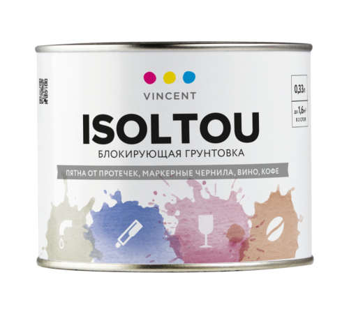 VINCENT ISOLTOU грунтовка для блокировки бытовых пятен (0,33л)