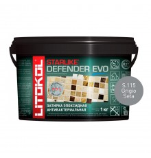 LITOKOL STARLIKE DEFENDER EVO / ЛИТОКОЛ СТАРЛАЙК ДЕФЕНДЕР ЭВО затирка двухкомпонентная, эпоксидная, S.115 grigio seta, 1кг
