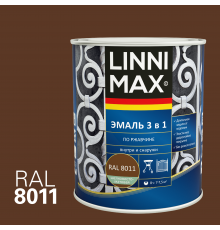 LINNIMAX / ЛИННИМАКС эмаль алкидно-уретановая по ржавчине 3 в 1 для наружных и внутренних работ темно-коричневый RAL 8011 (0,75л)
