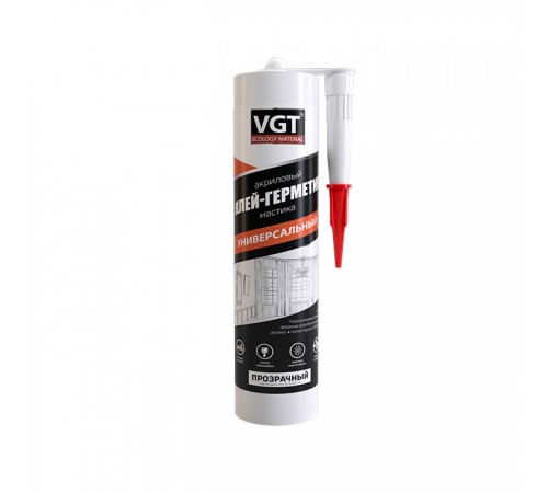 VGT / ВГТ клей-герметик, акриловый, универсальный, белый (280гр) VGT / ВГТ клей-герметик, акриловый, универсальный, белый (280гр)