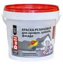 DALI / ДАЛИ краска резиновая трещиностойкая акриловая для кровли цоколя фасада база А 1,3 кг