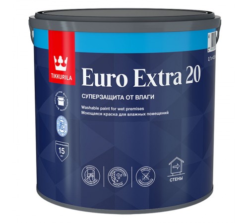 TIKKURILA EURO EXTRA 20 краска моющаяся для влажных помещений,баз С (2,7л) TIKKURILA EURO EXTRA 20 краска моющаяся для влажных помещений,баз С (2,7л)