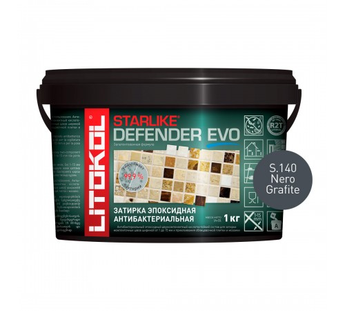 LITOKOL STARLIKE DEFENDER EVO / ЛИТОКОЛ СТАРЛАЙК ДЕФЕНДЕР ЭВО затирка двухкомпонентная, эпоксидная, S.140 nero grafite, 1кг LITOKOL STARLIKE DEFENDER EVO / ЛИТОКОЛ СТАРЛАЙК ДЕФЕНДЕР ЭВО затирка двухкомпонентная, эпоксидная, S.140 nero grafite, 1кг