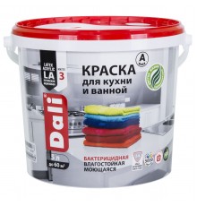 DALI / ДАЛИ краска для кухни и ванной акриловая моющаяся глубокоматовая база А 5 л