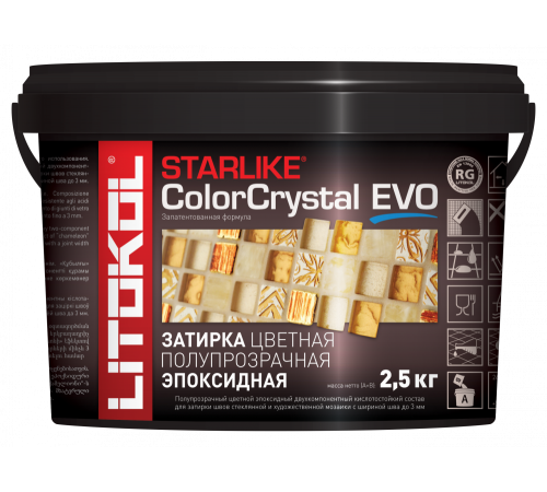 LITOKOL STARLIKE COLOR CRYSTAL EVO / ЛИТОКОЛ СТАРЛАЙК КОЛОР КРИСТАЛ ЭВО затирка двухкомпонентная, S.810 verde capri (2,5кг)