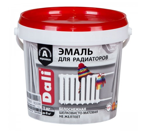 DALI / ДАЛИ эмаль для радиаторов акриловая антикоррозионная шелковисто-матовая белый 1 кг