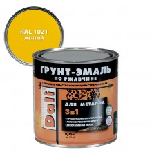DALI / ДАЛИ грунт-эмаль по ржавчине 3 в 1 гладкая алкидная RAL 1021 желтый 0,75 л