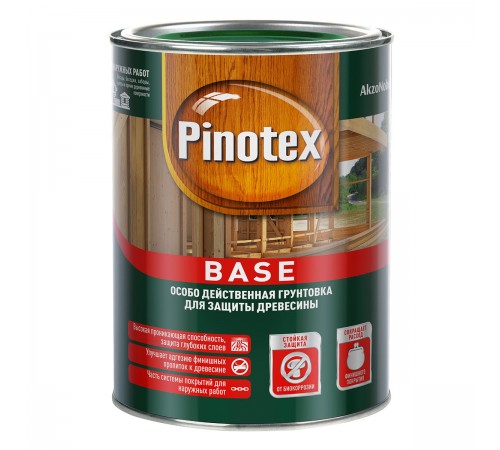 ПИНОТЕКС БАЗА / PINOTEX BASE грунт антисептик для защиты древесины от плесени и синевы, для наружных работ, 0,9л ПИНОТЕКС БАЗА / PINOTEX BASE грунт антисептик для защиты древесины от плесени и синевы, для наружных работ, 0,9л
