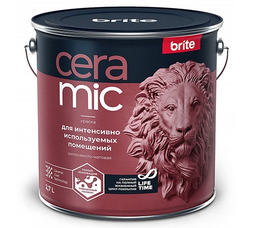 BRITE CERAMIC / БРАЙТ КЕРАМИК краска для интенсивно используемых помещений, шелковисто-матовая, база С (2,7л) BRITE CERAMIC / БРАЙТ КЕРАМИК краска для интенсивно используемых помещений, шелковисто-матовая, база С (2,7л)