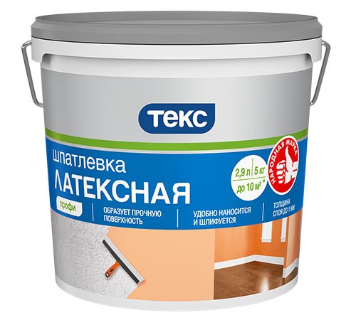 ТЕКС ПРОФИ латексная шпатлевка для внутренних работ (5кг) ТЕКС ПРОФИ латексная шпатлевка для внутренних работ (5кг)