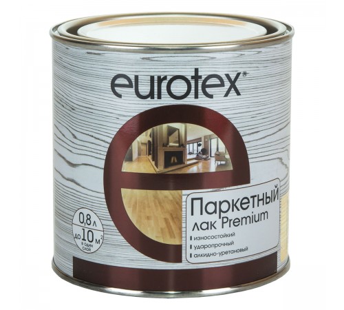 EUROTEX PREMIUM / ЕВРОТЕКС ПРЕМИУМ лак паркетный, алкидно-уретановый, глянцевый (0,8л) EUROTEX PREMIUM / ЕВРОТЕКС ПРЕМИУМ лак паркетный, алкидно-уретановый, глянцевый (0,8л)