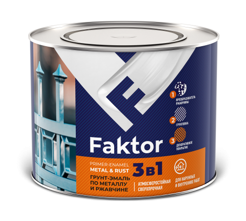FAKTOR / ФАКТОР грунт-эмаль по металлу и ржавчине 3 в 1 органоразбавляемая белая (1,9кг) FAKTOR / ФАКТОР грунт-эмаль по металлу и ржавчине 3 в 1 органоразбавляемая белая (1,9кг)