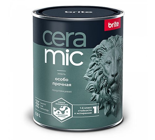 BRITE CERAMIC / БРАЙТ КЕРАМИК эмаль особо прочная акриловая, полуглянцевая, база С (0,9л) BRITE CERAMIC / БРАЙТ КЕРАМИК эмаль особо прочная акриловая, полуглянцевая, база С (0,9л)