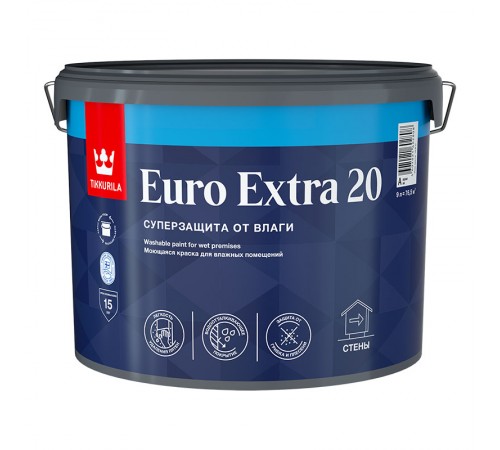 TIKKURILA EURO EXTRA 20 краска моющаяся для влажных помещений,баз А (9л) TIKKURILA EURO EXTRA 20 краска моющаяся для влажных помещений,баз А (9л)