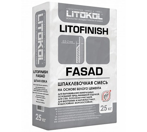 LITOKOL LITOFINISH FASAD шпаклевка на основе белого цемента с полимерными добавками (25кг) LITOKOL LITOFINISH FASAD шпаклевка на основе белого цемента с полимерными добавками (25кг)