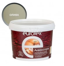 EUROTEX / ЕВРОТЕКС АКВАЛАЗУРЬ лак защит.-декор. для дерева, акриловый, лессирующий, олива (2,5л)