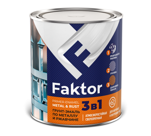 FAKTOR / ФАКТОР грунт-эмаль по металлу и ржавчине 3 в 1 органоразбавляемая черная (0,8кг) FAKTOR / ФАКТОР грунт-эмаль по металлу и ржавчине 3 в 1 органоразбавляемая черная (0,8кг)