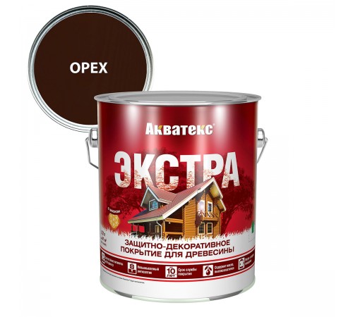 АКВАТЕКС-ЭКСТРА защит.-декор. покрытие для дерева, алкидное, полуглянц, орех (2,7л) new