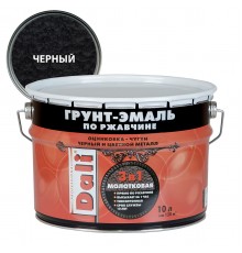 DALI / ДАЛИ грунт-эмаль по ржавчине 3 в 1 молотковая алкидная черный 10 л