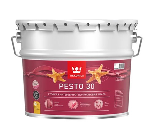 TIKKURILA EURO PESTO 30 эмаль алкидная для вн работ, п мат, Баз С (9л)