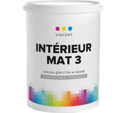 VINCENT INTERIEUR MAT 3 / ВИНСЕНТ ИНТЕРЬЕР МАТ 3 краска акрилатная для внутренних работ, матовая, база А (0,9л)
