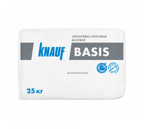 KNAUF BASIS / КНАУФ БАЗИС шпаклевка гипсовая базовая по гипсокартону для внутренних работ (25кг) KNAUF BASIS / КНАУФ БАЗИС шпаклевка гипсовая базовая по гипсокартону для внутренних работ (25кг)