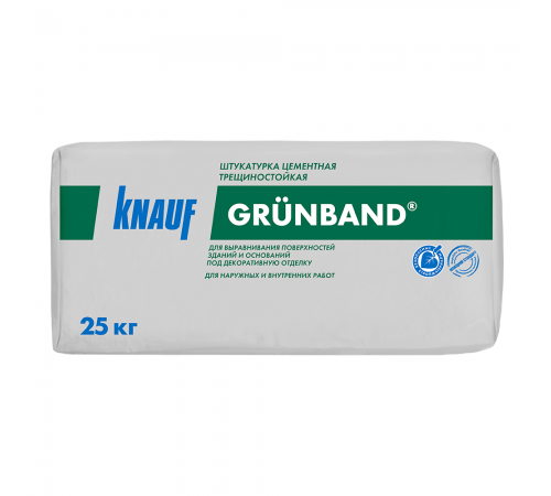 KNAUF GRUNBAND / КНАУФ ГРЮНБАНД штукатурка цементная фасадная трещиностойкая для вн/нар работ (25кг) KNAUF GRUNBAND / КНАУФ ГРЮНБАНД штукатурка цементная фасадная трещиностойкая для вн/нар работ (25кг)