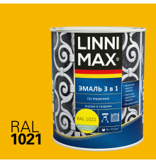 LINNIMAX / ЛИННИМАКС эмаль алкидно-уретановая по ржавчине 3 в 1 для наружных и внутренних работ желтый RAL 1021 (0,75л)
