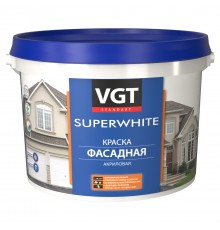 VGT SUPERWHITE / ВГТ СУПЕРВАЙТ ВД-АК-1180 краска фасадная, супербелый, акриловая, матовая (15кг)