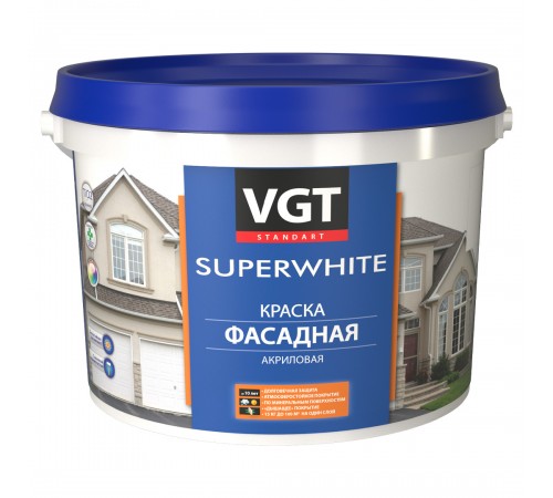 VGT SUPERWHITE / ВГТ СУПЕРВАЙТ ВД-АК-1180 краска фасадная, супербелый, акриловая, матовая (15кг) VGT SUPERWHITE / ВГТ СУПЕРВАЙТ ВД-АК-1180 краска фасадная, супербелый, акриловая, матовая (15кг)