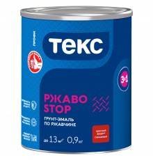 ТЕКС ПРОФИ РЖАВОСТОП грунт эмаль прямо по ржавчине 3 в 1, красный RAL 3000 (0,9кг)