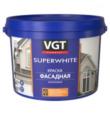 VGT SUPERWHITE / ВГТ СУПЕРВАЙТ ВД-АК-1180 краска фасадная, супербелый, акриловая, матовая (7кг)
