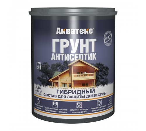 АКВАТЕКС грунт-антисептик для древесины гибридный защитный для внутренних и наружных работ, бесцветный, 0,8л