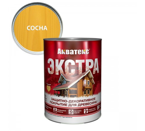 АКВАТЕКС-ЭКСТРА защит.-декор. покрытие для дерева, алкидное, полуглянц, сосна (0,8л) new